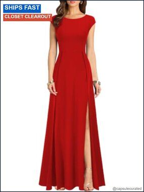 Women's Cocktail Dress Sexy Split High Waist Long Formal Party Dress